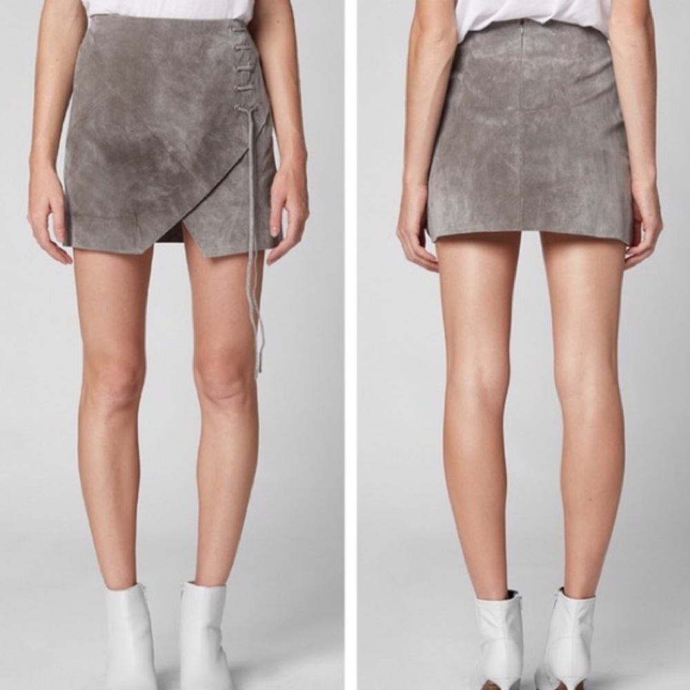 BLANKNYC Soft Fog Suede Lace-Up Skirt